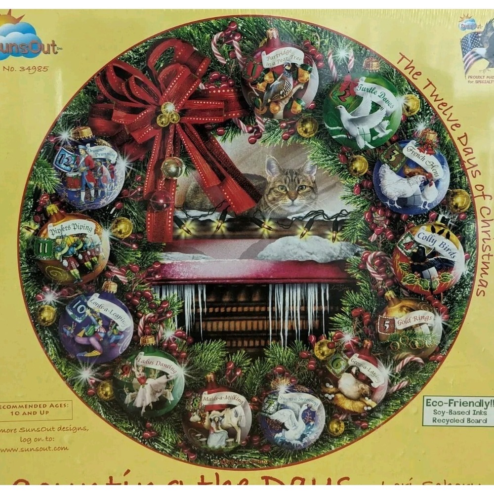 COUNTING THE DAYS Puzzle  SUNSOUT 1000 pc Round Twelve Days of Christmas NEW